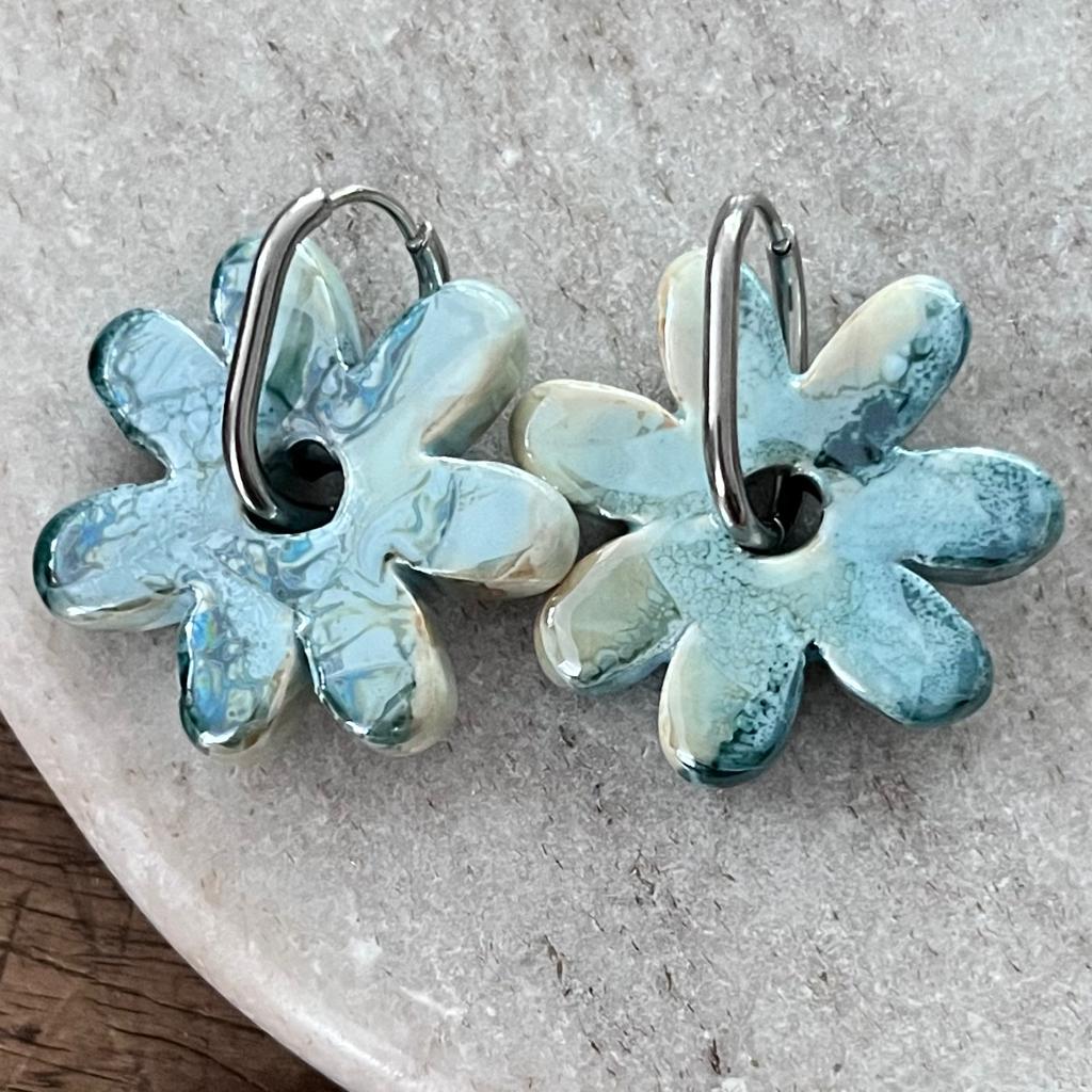 oorbellen bloem blauw